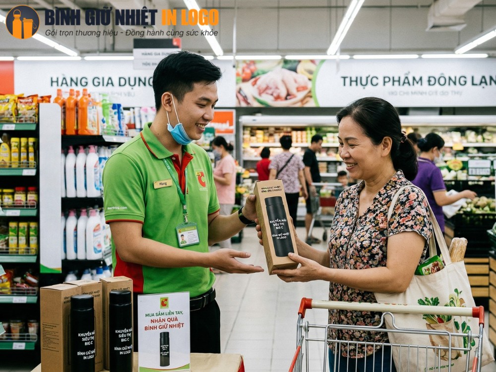Bình giữ nhiệt in logo tặng khách hàng 