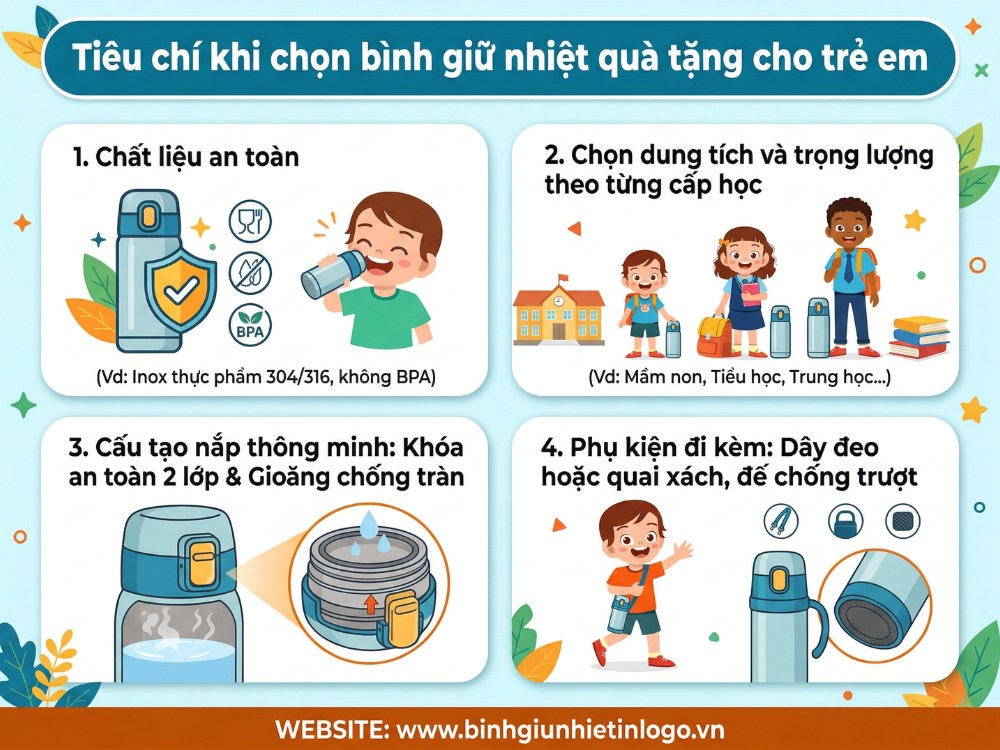 4 tiêu chí chọn bình giữ nhiệt quà tặng trẻ em, học sinh