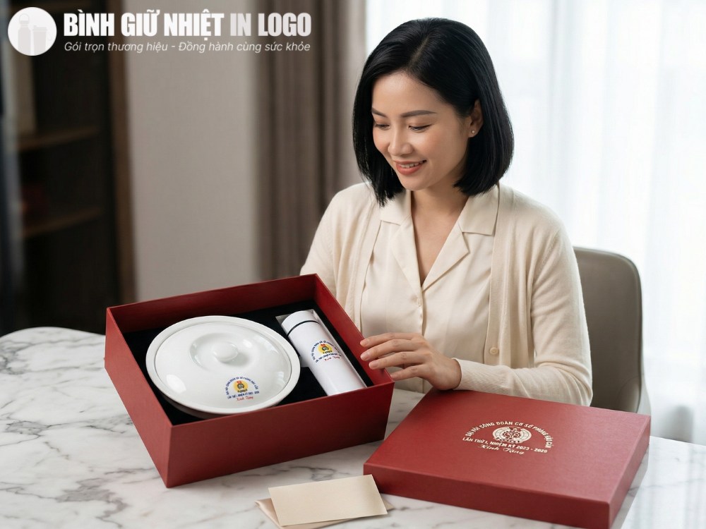 Bộ giftset quà tặng bình giữ nhiệt, âu cơm