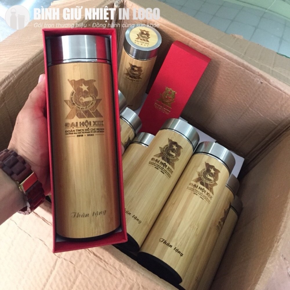 Bình giữ nhiệt vỏ tre quà tặng