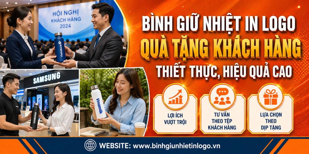 Bình giữ nhiệt in logo quà tặng khách hàng
