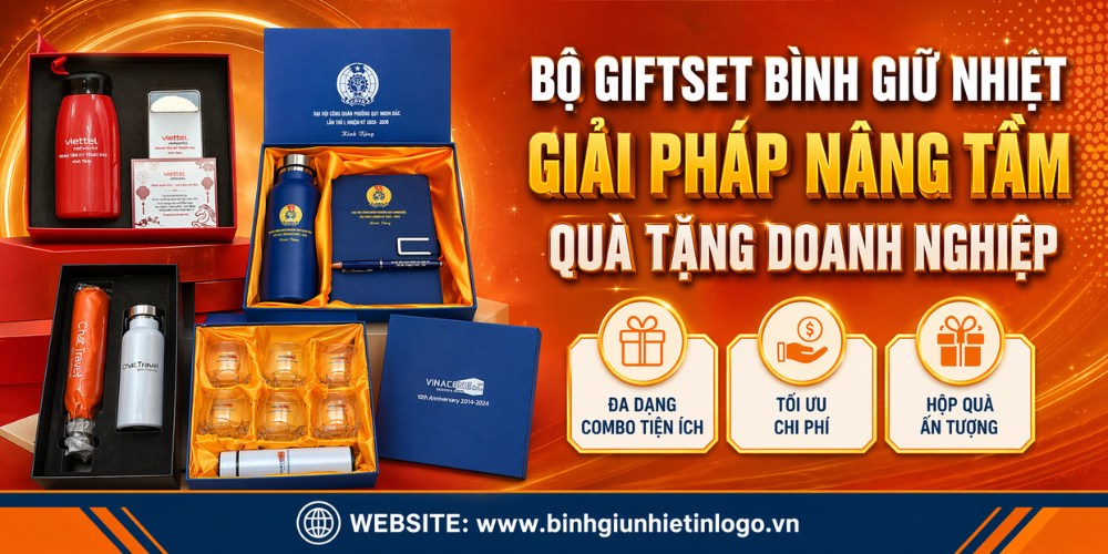 Nâng tầm đẳng cấp quà tặng doanh nghiệp với các bộ giftset bình giữ nhiệt in logo