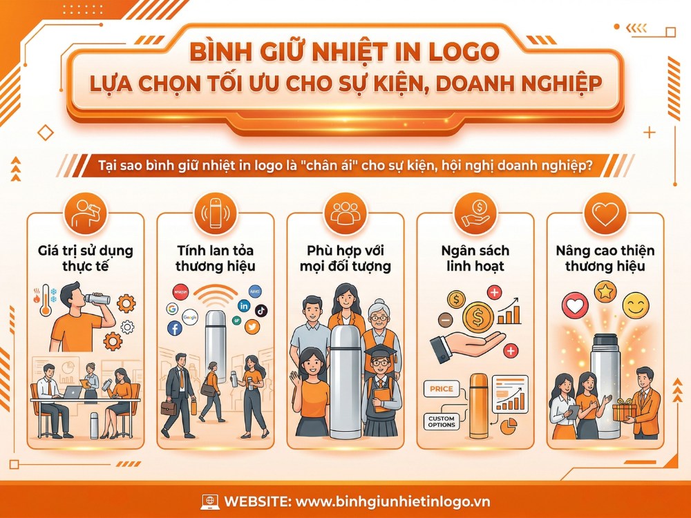 Quà tặng bình giữ nhiệt in logo phù hợp với sự kiện, hội nghị công ty