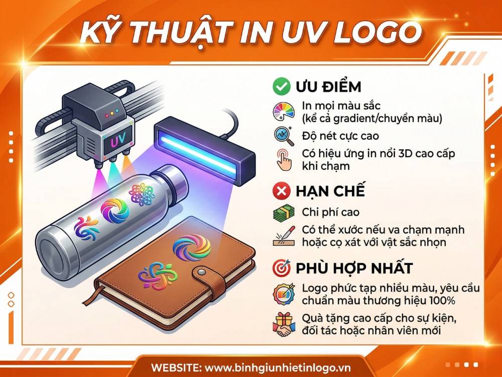 Đặc điểm kỹ thuật UV logo trên bình giữ nhiệt quà tặng