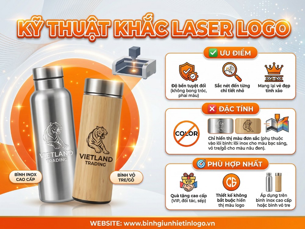 Kỹ thuật khắc laser logo trên bình giữ nhiệt