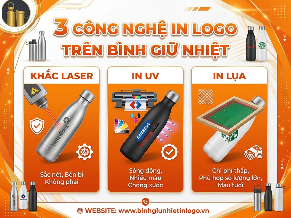 3 kỹ thuật in logo trên bình giữ nhiệt