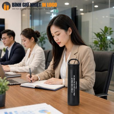 Bình giữ nhiệt Elmich GN-BN09 đen nhám đồng hành cùng nhân viên văn phòng trong giờ làm việc
