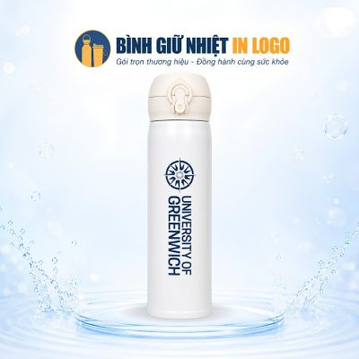 Bình Giữ Nhiệt Nắp Bật Màu Trắng In Logo Trường Học Theo Yêu Cầu GN-BN02 - Ảnh đại diện