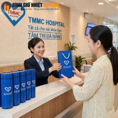 Bình giữ nhiệt GN-BN28 được trưng bày đồng bộ tại quầy lễ tân bệnh viện