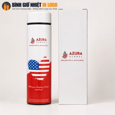Cận cảnh bình giữ nhiệt GN-BN03 in logo sắc nét được kiểm tra chất lượng