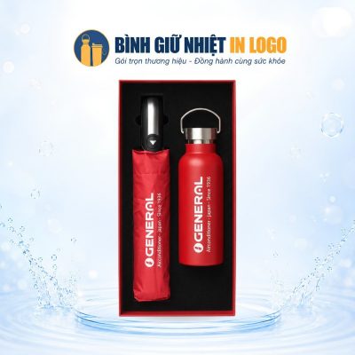 Bộ Giftset Đỏ Bình Giữ Nhiệt Và Ô Dù Gấp Gọn In Logo General GN-GS04 - Ảnh đại diện