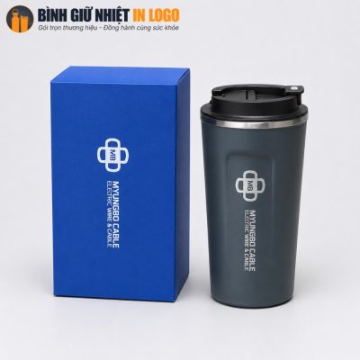 Bộ sản phẩm ly giữ nhiệt GN-LC03 đi kèm hộp xi định hình in logo thương hiệu đồng bộ